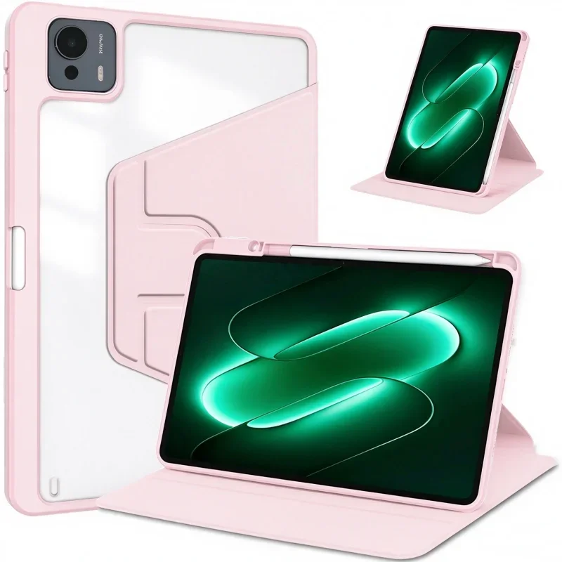 For Xiaomi Pad 9 Pro Case 12.5 inch with Pencil Holder 360 Rotating Acrylic Clear Stand Cover for Xiaomi Mi Pad 9 Pro 12 5 Case