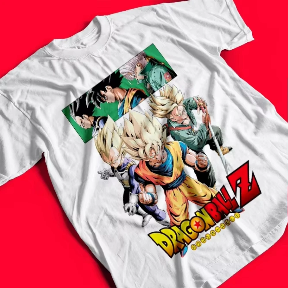 Anime Dragon Ball Z T-shirt Unisex Cotton Short Sleeve Tee Goku Vegeta Trunks Super Saiyan Group Print Oversized Streetwear Top