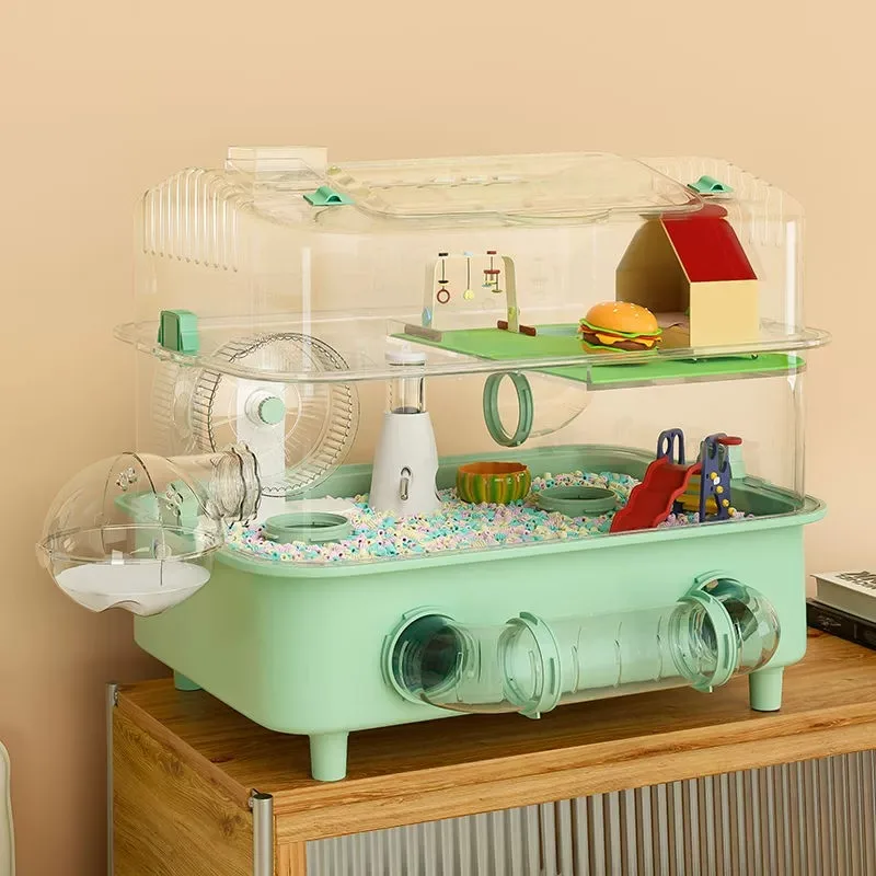 Luxury Portable Custom Pet House Acrylic Cabin Household Furniture Guinea Pigs Small Animals Hamster Cage with Cabinet