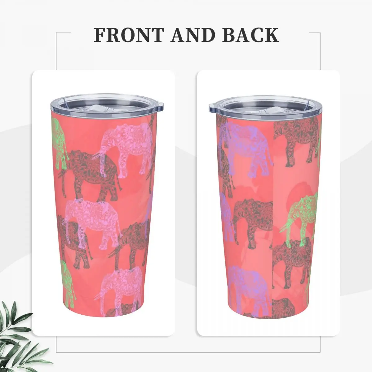 Floral Elephant Tumbler Abstract Animal Print Hot Drinks Water Bottle Leakproof Stainless Steel Thermal Cups Camping Mugs Cup