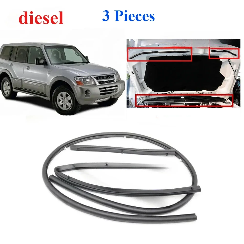 

3 Pieces diesel Hood Rubber Seal for Pajero V73 Bonnet Rubber Weather Strip for Montero Body Rubber for Shogun V77 V75 MR437091