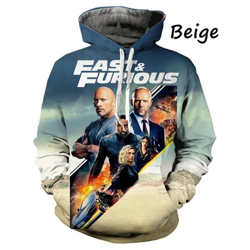 Movie Fast Furious Hoodies Sweatshirt 3D Print Men/Women Long Sleeve Tracksuit Pullover Coat Men Y2k Hoodie Oversized Streetwear