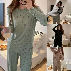 2 piece new girls soft skin friendly pajama set ladies casual sleep homewear set women's large size homewear