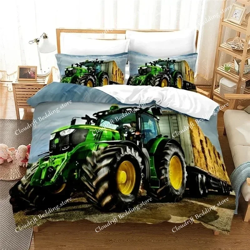 

Farm Tractor Bedding Set Duvet Cover Set with Pillowcase Home Textile Twin Full Queen King Bedclothes for Family Home Decor