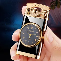 Watch Creative Rocker Gas Lighter Metal Body Quartz Dial Torch Lighter Metal Quartz Dial Torch Lighter Cigarette Accessories Men