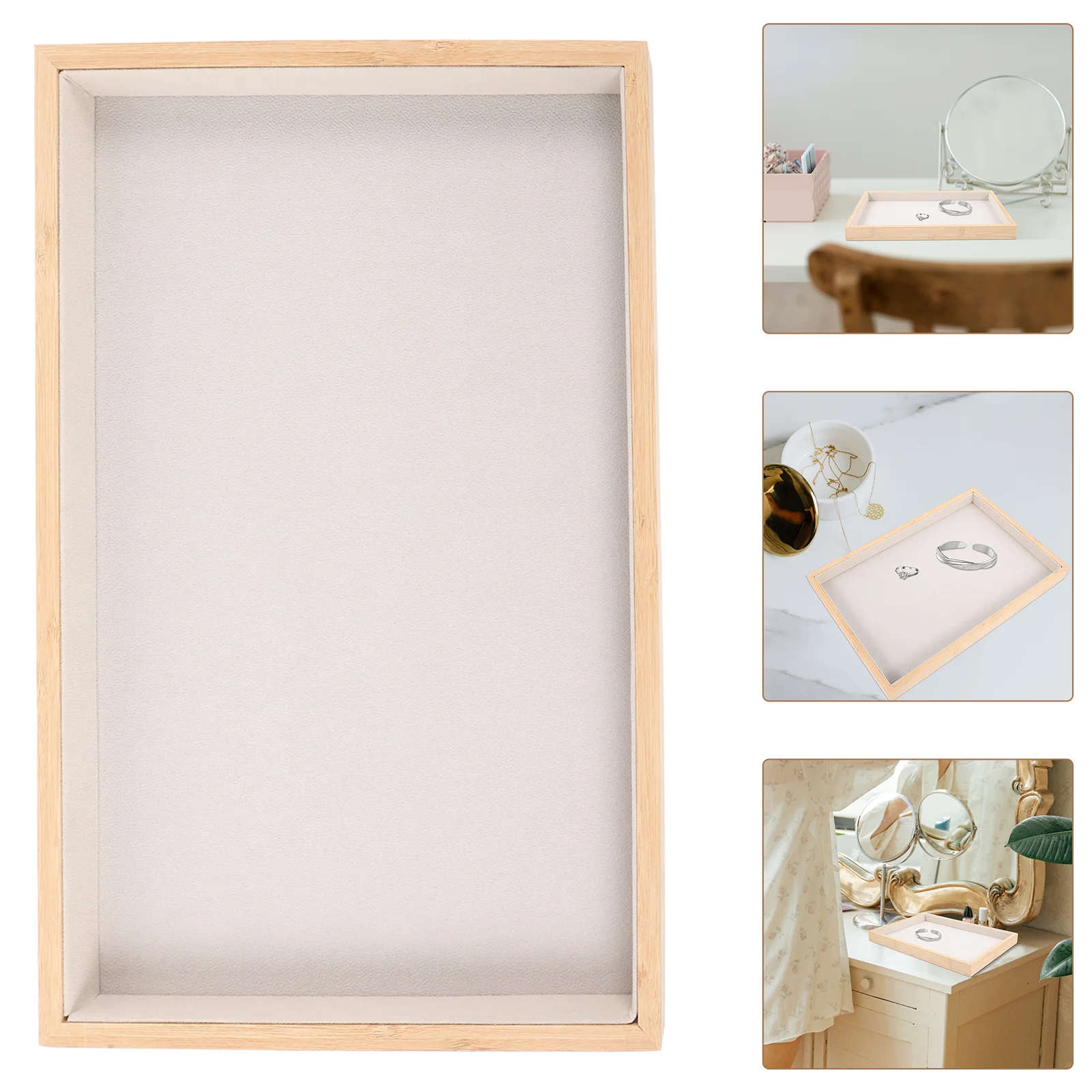 

PU Jewelry Tray Organizer White Necklace Ring Pendant Storage Display Stand Holder Jewelry Tray