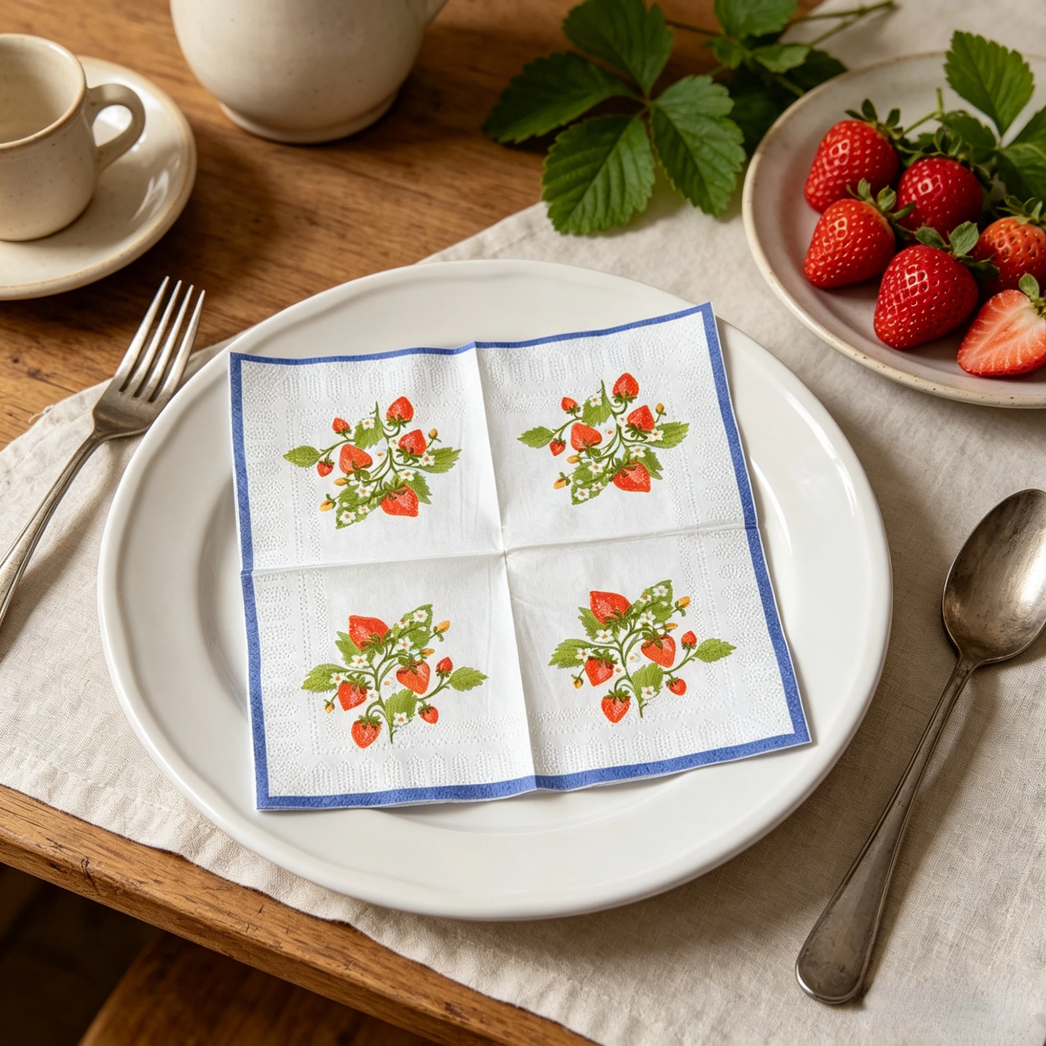20 Stück Erdbeer-Pflanzen Cocktail-Servietten, 3-lagig, perfekt für Geburtstagsfeiern, Afternoon Tea, Picknicks, Hochzeiten, Decoupage-Bastelarbeiten
