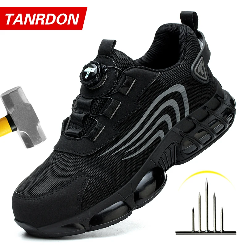 New Safety Shoes with Rotating Buckles, Puncture Resistant Work Shoes, lightweight Protective Boots and Steel Toe Shoes
