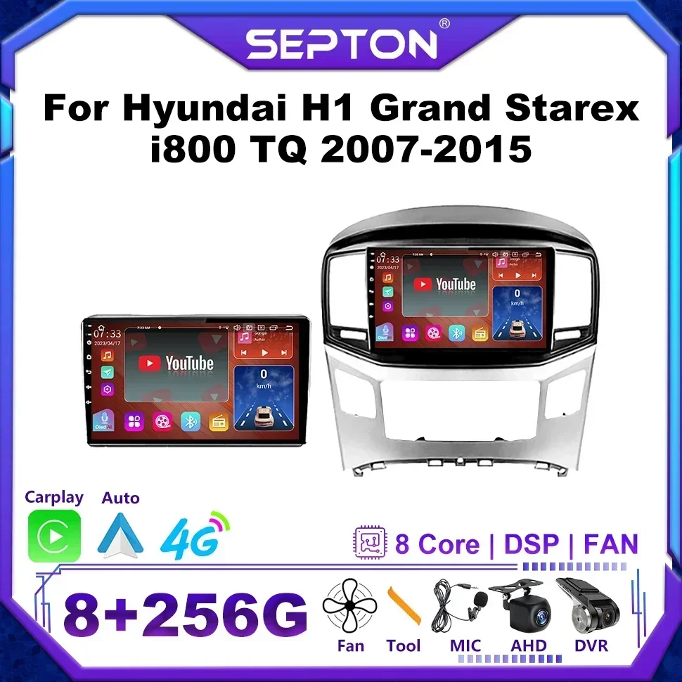 SEPTON 8+128G Car Stereo Radio for Hyundai H1 Grand Starex I800 TQ 2007-2015 CarPlay 4G GPS WIFi Navi Car Intelligent Systems