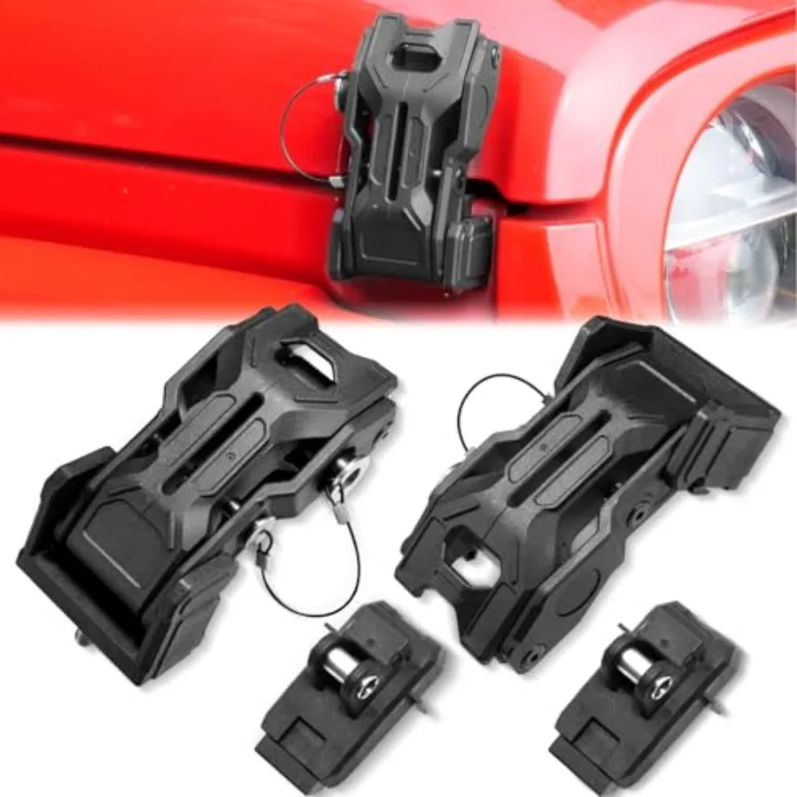 

Upgraded Jeep Hood Latches with Keys, Hood Latch for 2018-2026 Jeep Wrangler JL JLU 4XE Jeep Gladiator JT, Anti-Theft Hood Lock