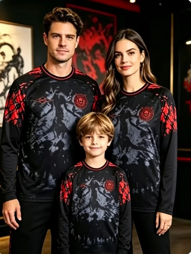 Black demon silhouette 3D printed quick drying long sleeved T-shirt, fashionable and versatile unisex top