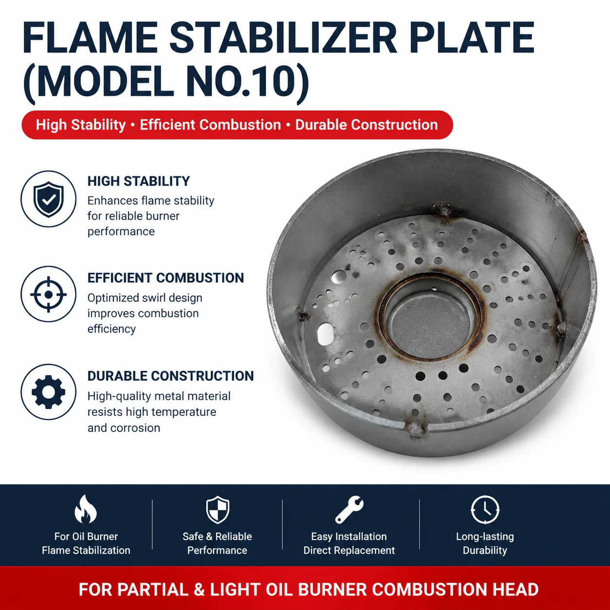 No.10 Flame Stabilizer Plate Swirl Plate For Weishaupt Partial RIELLO Oil‑fired Burner Combustion Head Replacement Spare Parts