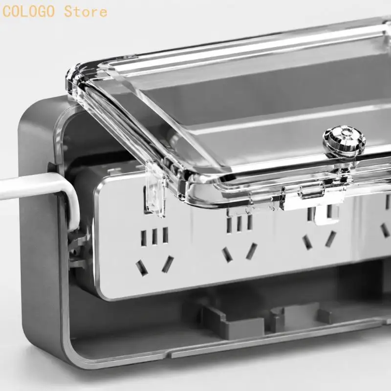 Wall-Mounted Outlet Bar Cover with Side Opening Waterproof for Cord Routing D0LD