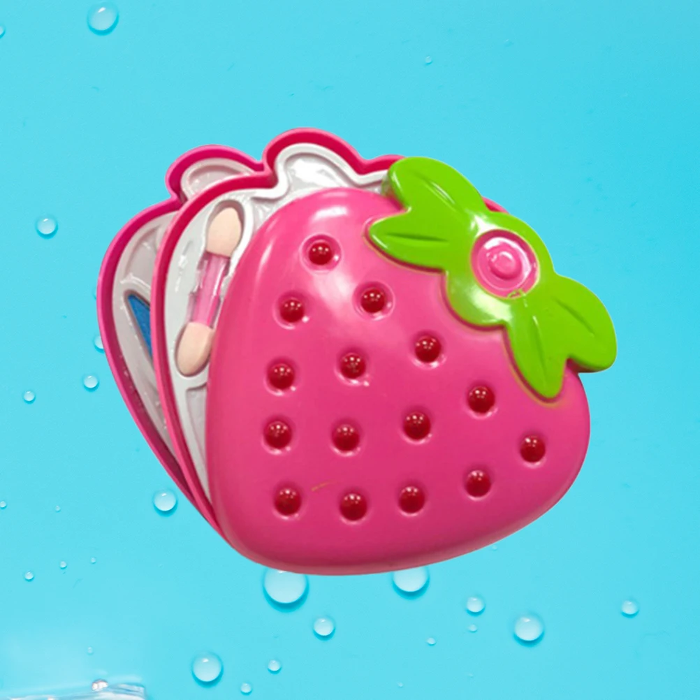 

Simulated Cosmetics Set 3-layer Design Girls Pretend Salon Toys Kids Mirror Strawberry Shape Safe Environmental