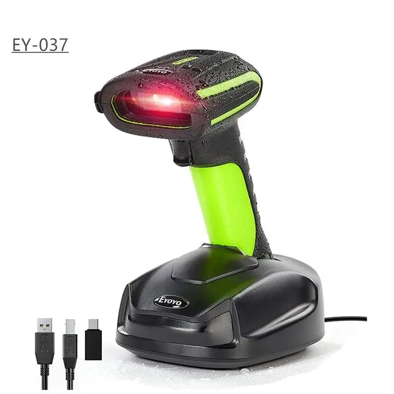 New! 2D QR Industrial Barcode Scanner Wireless Charging Stand Rugged 3-in-1 Bluetooth Scanner Heavy Duty IP65 Waterproof Reader