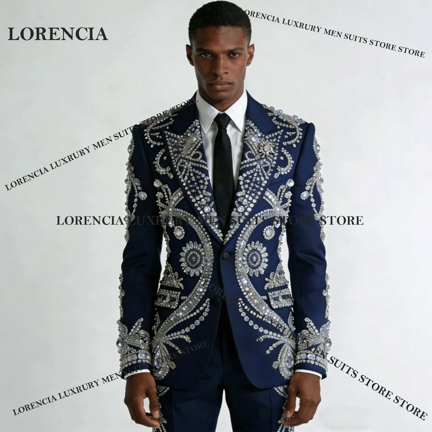 

Customized Glitter Men Diamond Design Suits Fashion Exquisite Wedding Tuxedos Slim Ropa hombre 3 Pieces Sets Groom Male Blazers