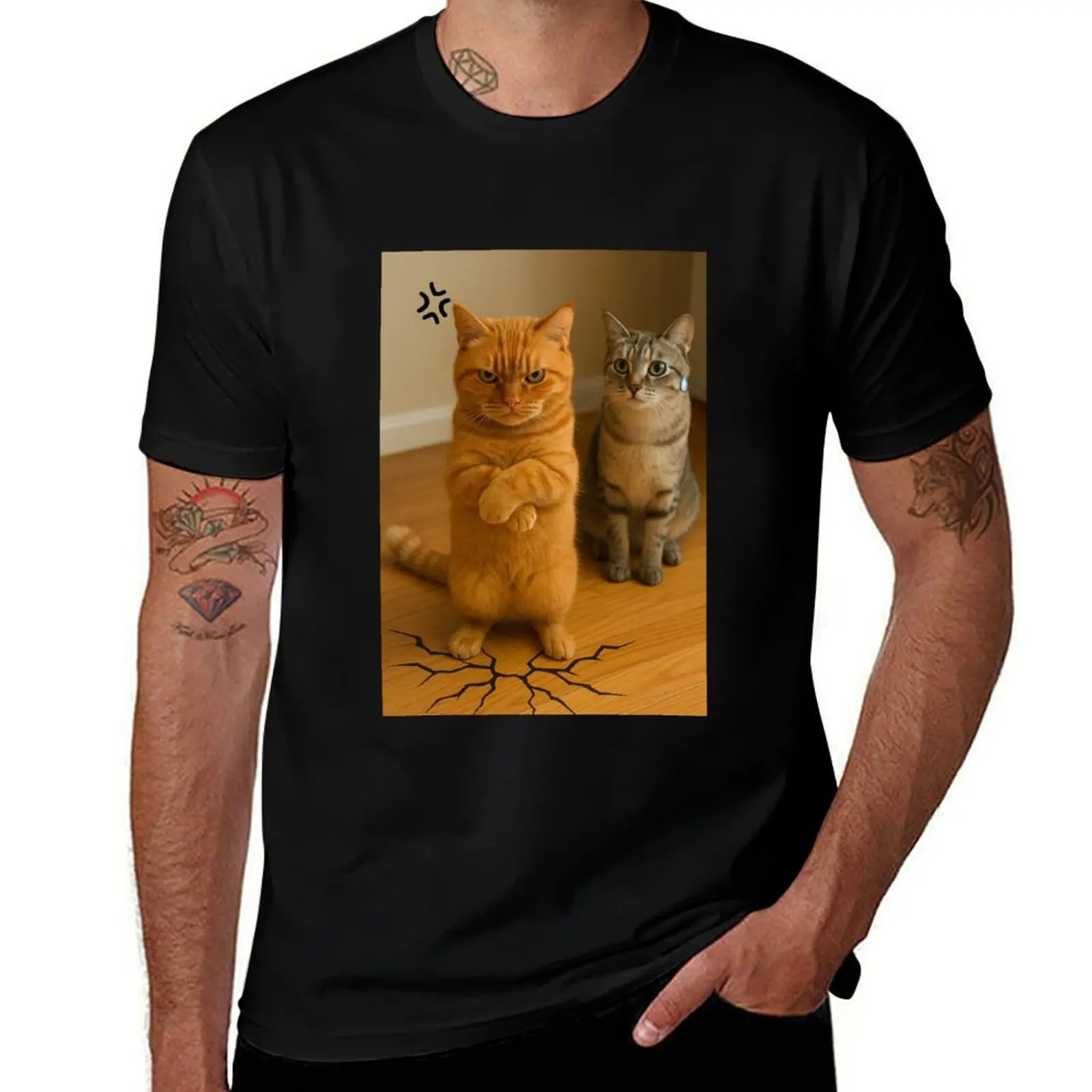 

Футболка Angry cat and Nervous friend, новые подарки и футболки, летние топы, футболки с рисунком, быстросохнущие забавные футболки для мужчин