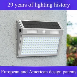 4 Modes Sensor Light Stainless Steel Solar Lamp Home Outdoor Gate Wall Lighting Wall Lamp Outdoor Waterproof Led Garden Lamp Hot
