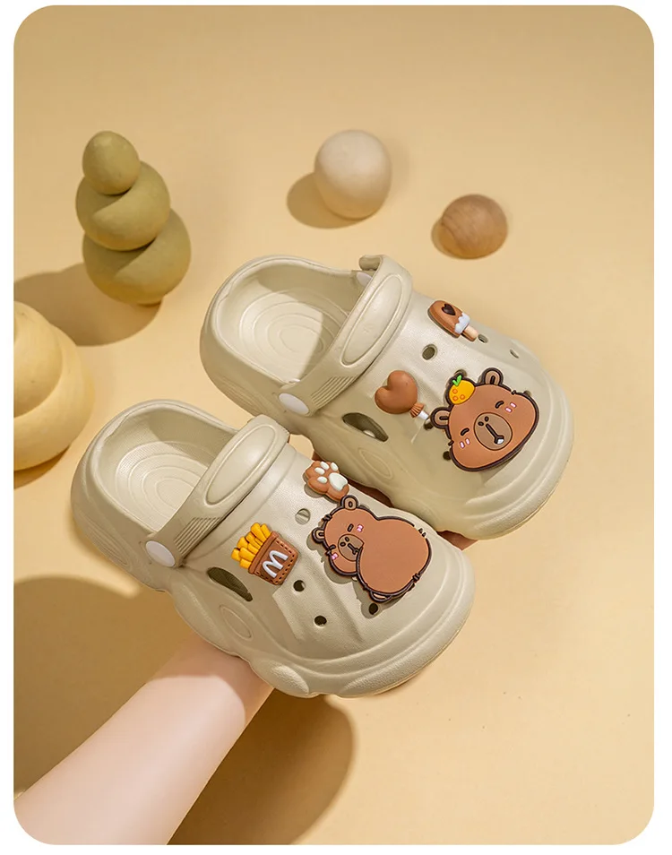 Capybara Sandalen Kinder DIY Garten-Hausschuhe Rutschfeste Plattform-Kinderpantoffeln 2026 Sommer Cartoon-Hausschuhe Strand-Clogs Schuhe – Detail 10