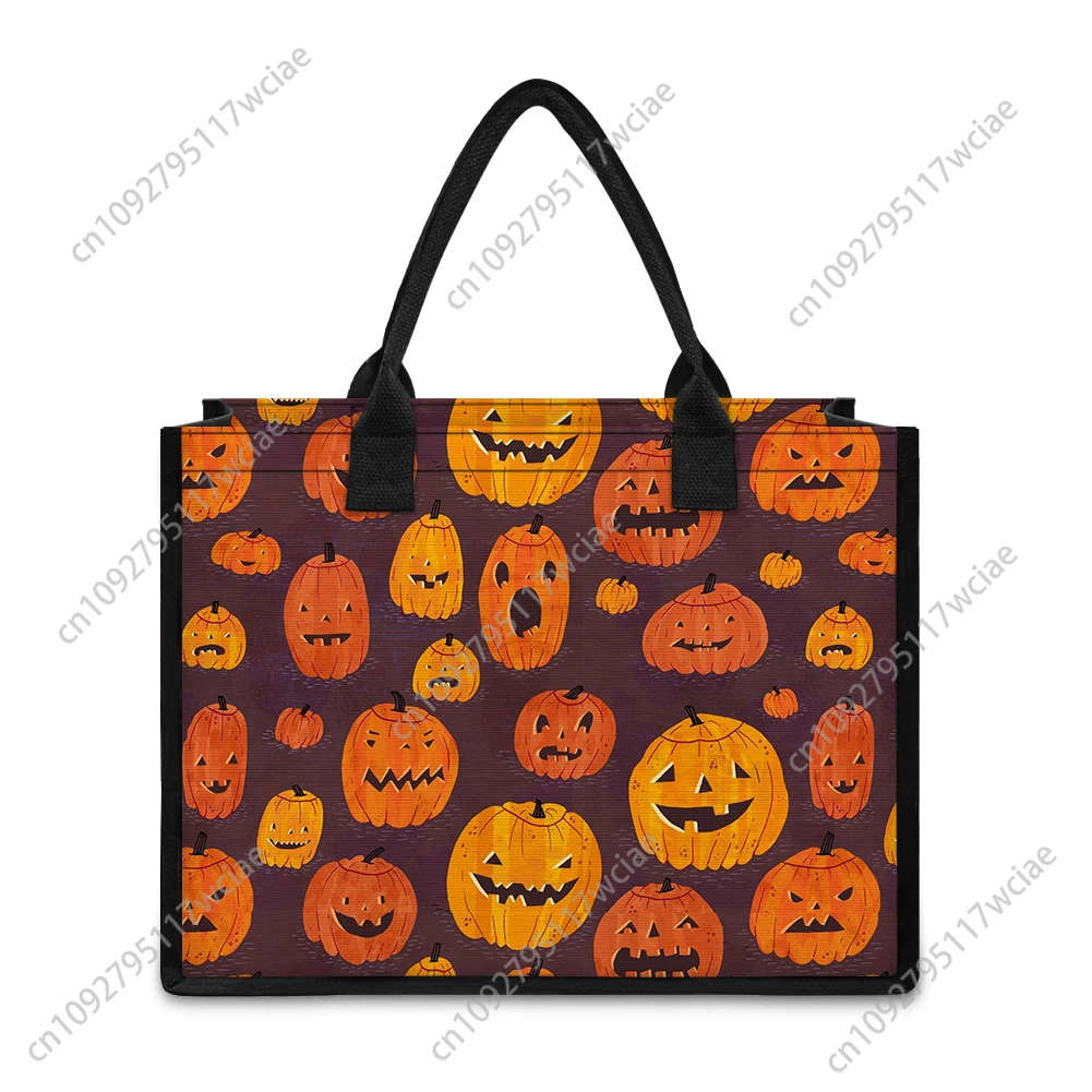 هالوين اليقطين مهرج حقيبة يد مخصصة للمرأة حقيبة قماش قنب شخصية حمل حقيبة كتف السفر حفلة الشاطئ هدية