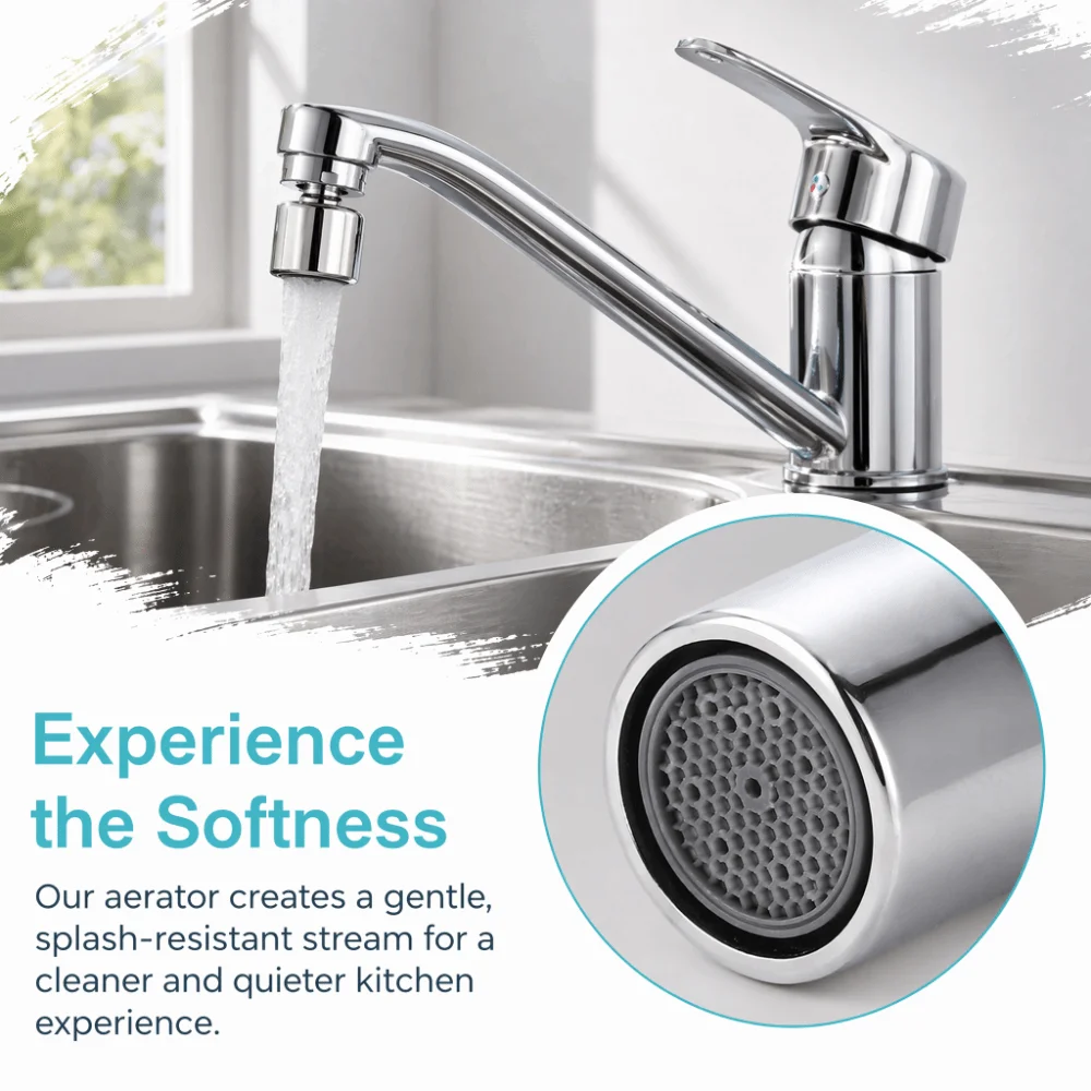 Practical M22x1 Faucet Aerator 360-Degree Rotating ABS Faucet Bubbler Included Adapter Faucet Nozzle Replacement Bathroom Sink