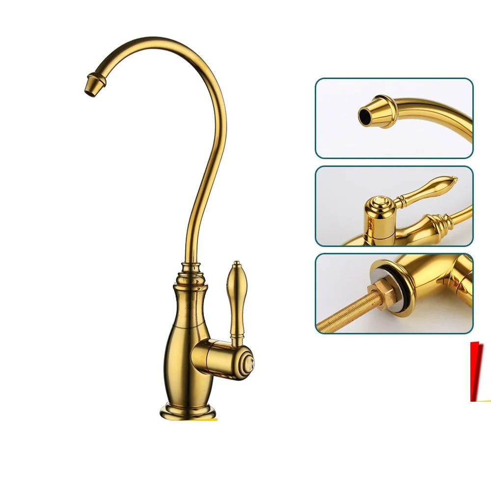 Solid Brass Kitchen Drinking Water Faucet Pure Water Faucet Golden Filtered Tap