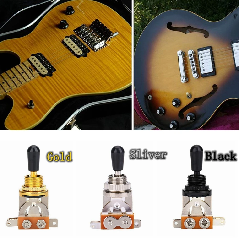 1Pcs Guitar 3 Way Switch, Guitar Pickup Selector Toggle Switch with Black Tip Replacement Part for LP Style Electric Guitar