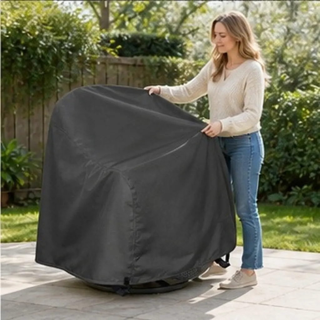 Patio Swivel Leisure Chair Cover 210D Oxford Waterproof Fabric Easy Fit Adjustable Straps for Outdoor Rocking Chairs All Year
