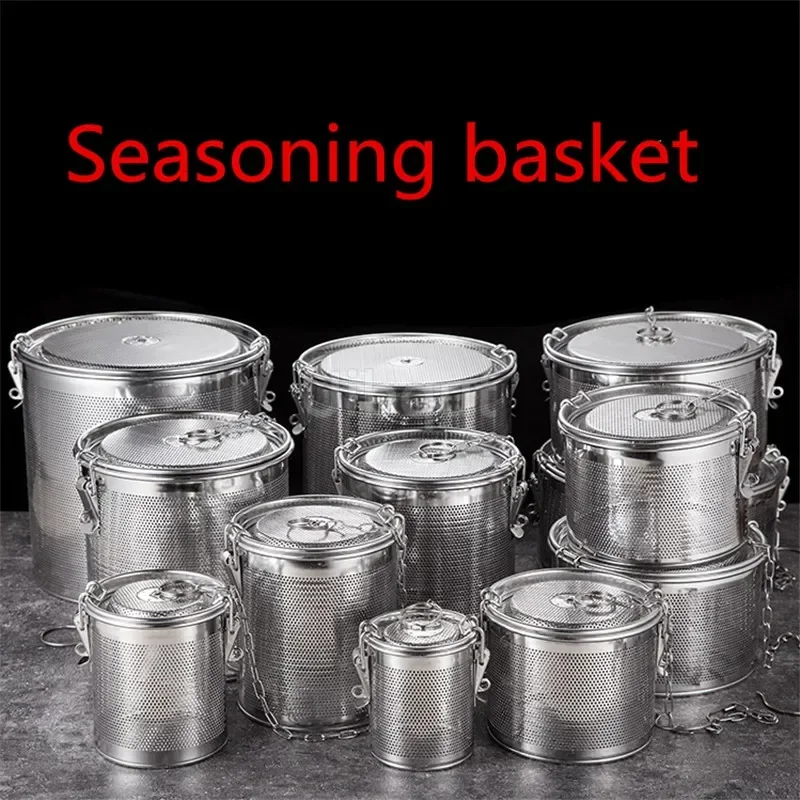 Sac d'assaisonnement en acier inoxydable 304, trou rond, saveur de soupe de sauce, boîte à épices, panier de saumure, Pot chaud, séparation des scories, passoire  15