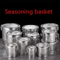 Round hole 304 Stainless Steel Seasoning Bag Gravy Soup Taste Spice Box Basket Brine Hot Pot Slag Separation Colander Strainers