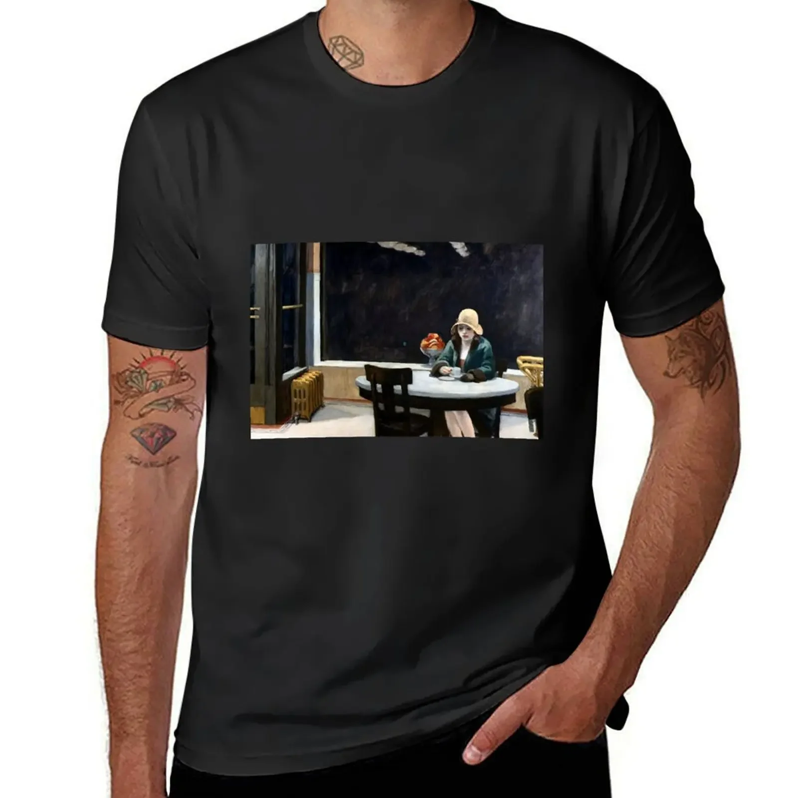 Automat 1927Edward Hopper T-Shirt customizeds anime figures t shirts for men graphic