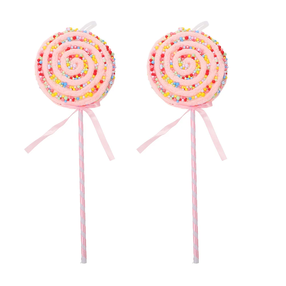 

2pcs Lollipop Props Realistic Fake Candy Models Large Simulation Decorations For Party Wedding Cosplay Photography Scene Plastic