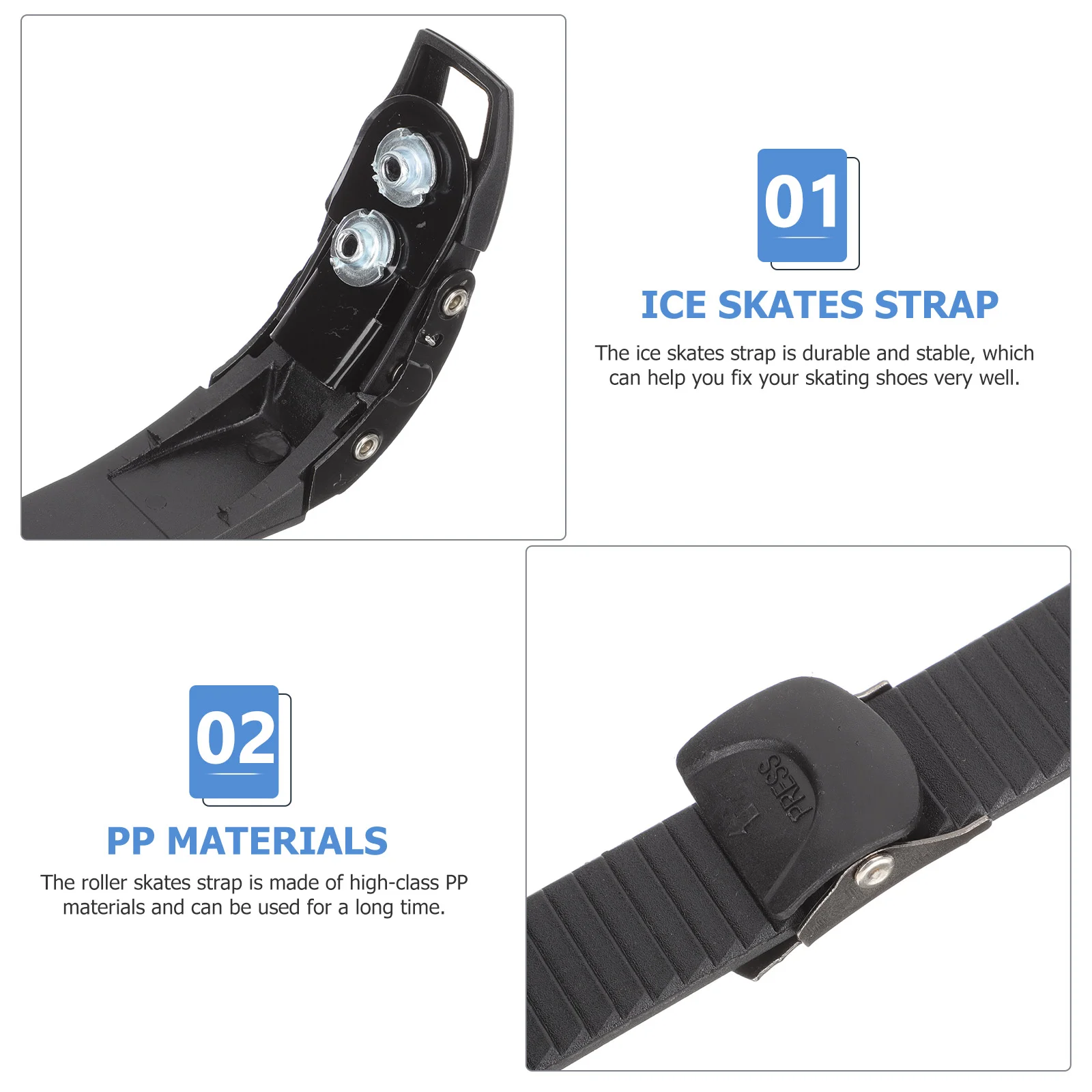 Ceinture énergétique pour patins à roulettes, vis, boucles, outils, sangle pour patins à glace, pièces en PP, sangles en fibre, 2 pièces