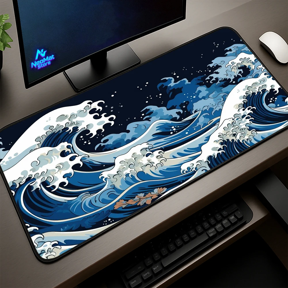 

Great Wave Mouse Pad Carpet Blue Rugs XXL Extended 1000x500mm Gaming Mat Laptop Gamer Keyboard Pad Office Japanese Art Hokusai