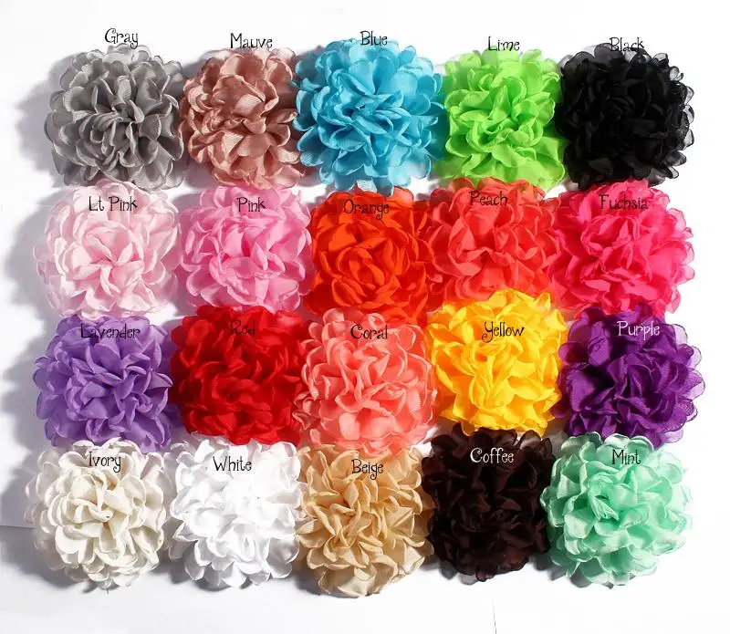 200pcs/lot 4'' 20Color Artificial Soft Tulle Multilayer Burned Eage Petal Fabric Flowers For Wedding Dress Decoration