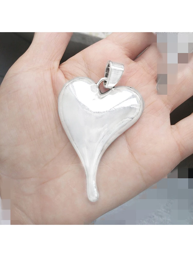 4pcs Necklaces Pendants DIY Cords Dangles Suspension Women Man Large Heart Metal Antique Silver Plated Jewelry Findings Handmade