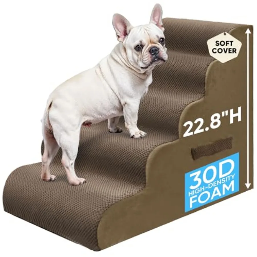 Pet Stairs for Dogs -Step, 22.8" H Pet Stairs for High Bed, Couch Sofa and Chair, 0D Material Soft Foam Dog Steps with Non-Slip