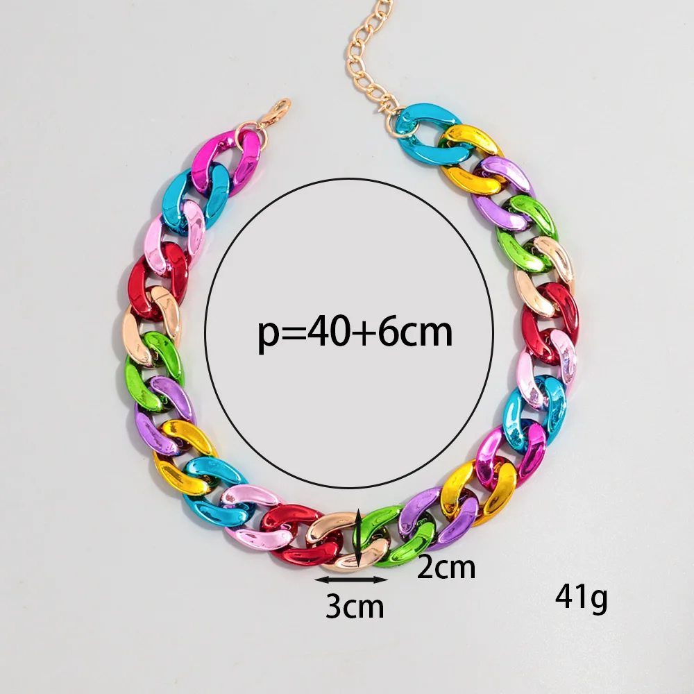 New Metallic Color Acrylic Chain Choker Necklaces for Women Unisex Vintage Statement Link Collar Necklace Pendant Y2K Jewelry