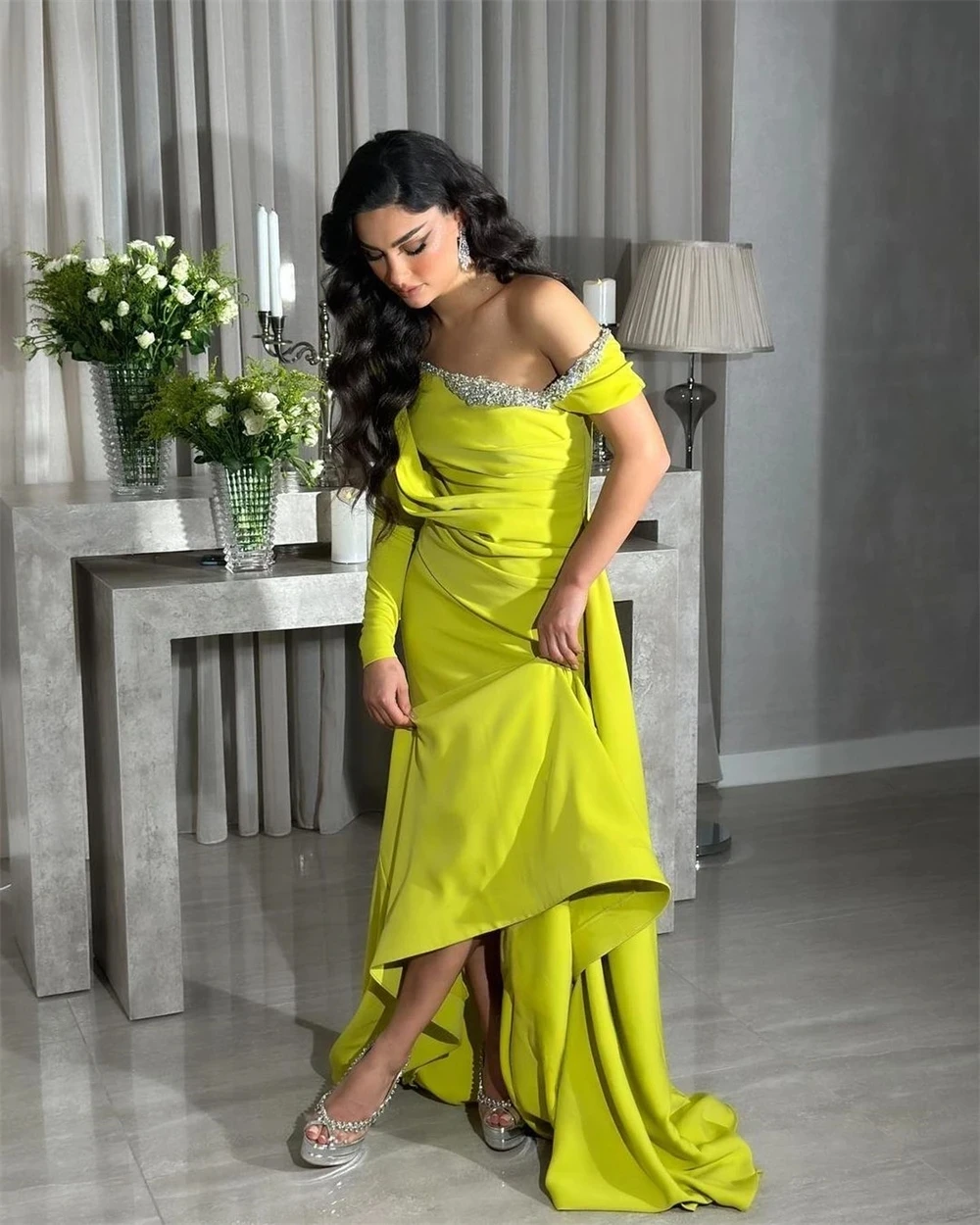 

Beaded Formal Party Long Bespoke Occasion Gown Evening Dresses Pastrol Unisex Jersey Retro Dubai Saudi Arabic Prom Customized