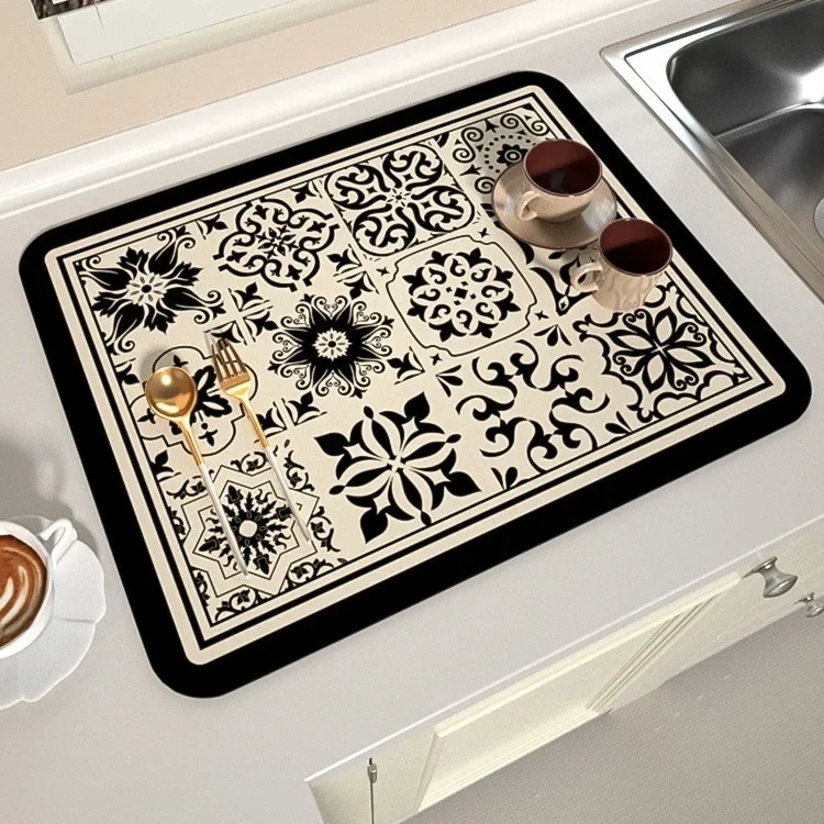

Bohemian Style Anti Slip Drainage Mat Dust Pad for Washing Machine Placemats for Table Silicone Mat Coffee Table Decor