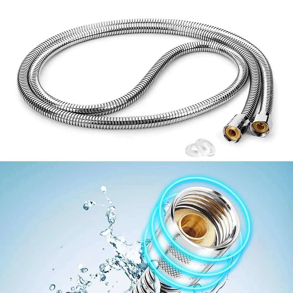 1pcs 2M Stainless Steel Hose Extension Tube Bathroom Shower Tube Extension Tube Water Pipe Draw Tube Bathroom Accessories