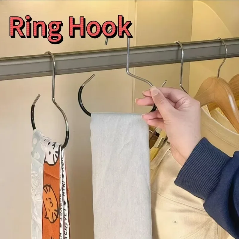 1-5Pcs Durable Circle Ring Hat Hanger Closet Hat Hanger Baseball Cap Rack Organizer Hanging Holder Scarf Towel Tie Storage