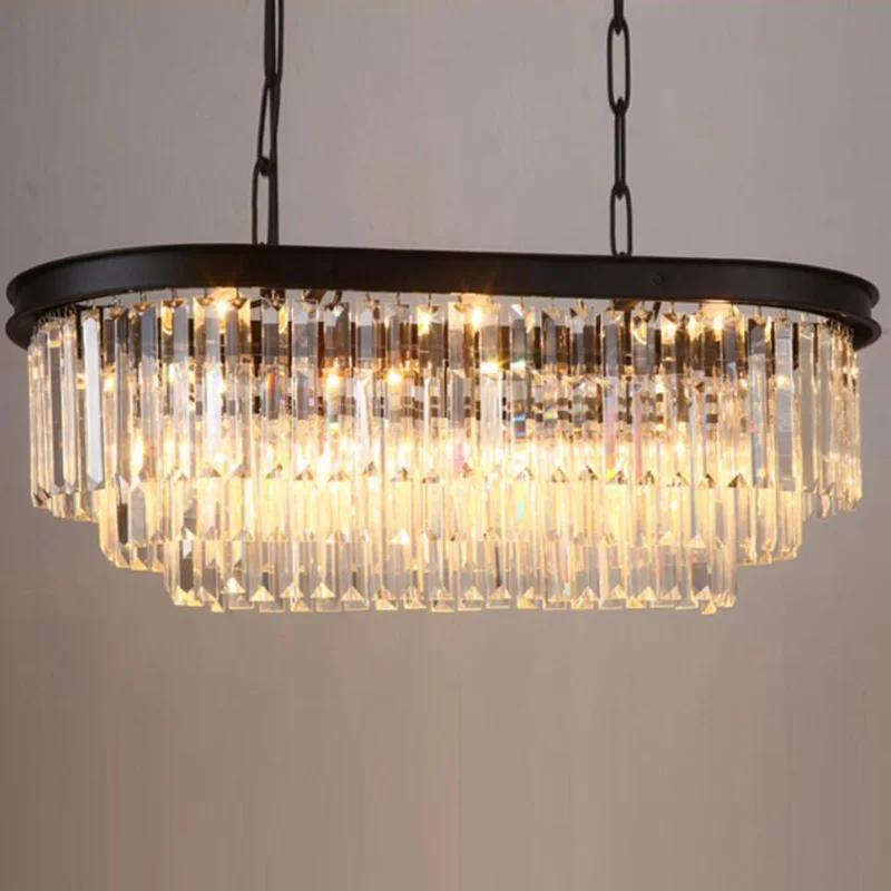 

American Retro Vintage Hanging Chain Pendant Light Lamp LED Dinning Room Crystal Glass Ceiling Pendant Lamp LED