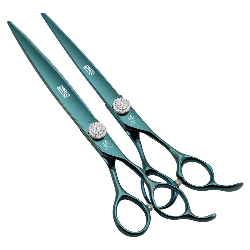 Fenice Professional 7/7.5Inch JP440C Pet Straight Scissors Electroplating Green Comprehensive&wide Willow Leaf  Dog Hair Shears
