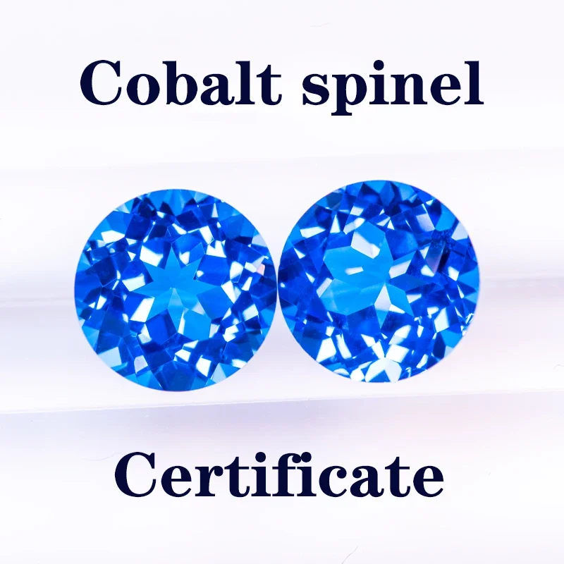 Lab Grown Cobalt Spinel Round Shaped Extremely Shiny Quality DIY Ring Necklace Earrings Main Materials  AGL Certificate