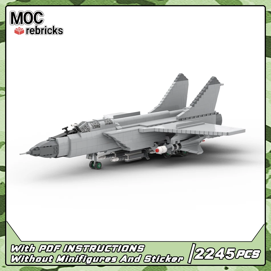WW2 Military Weapons Series Soviet Air Forces Mig31 Interceptor Aircraft MOC Building Block Fighter Model Bricks Toys Kids Gifts