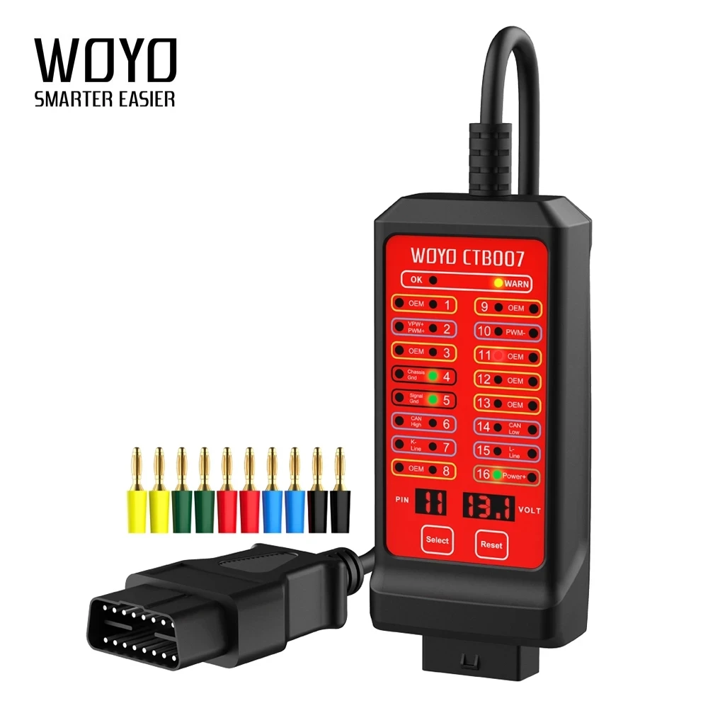 WOYO Car CAN Pinout Box Test Breakout Settings Diagnostic Tool OBD2 Break Out Box Automotive ECU Protocol Communication Detector