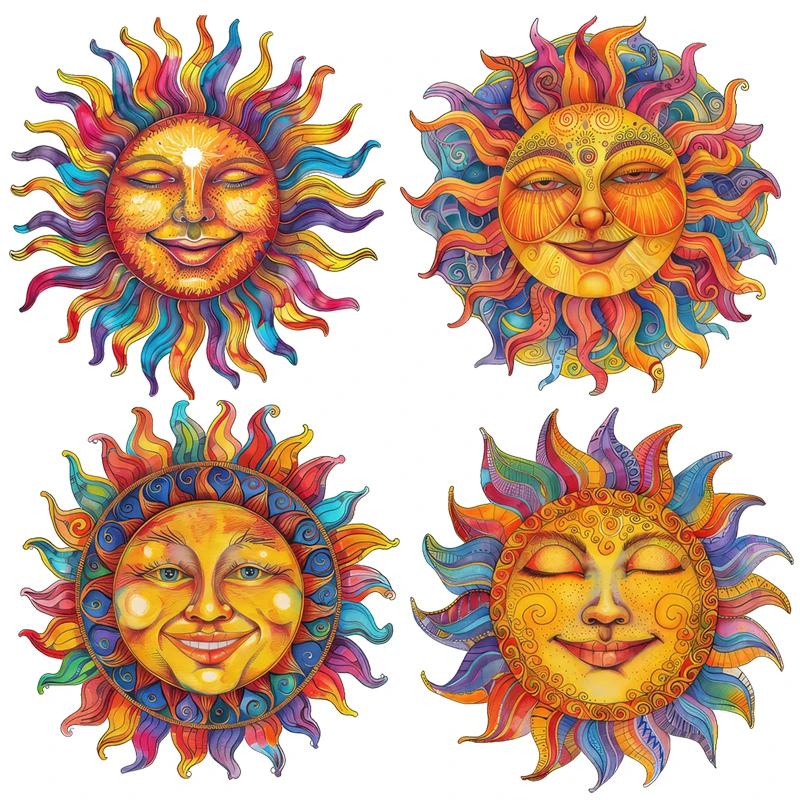 Three Ratels QCF374 Sun smiley face colored abstract art PVC wall sticker for home decoration car body decals