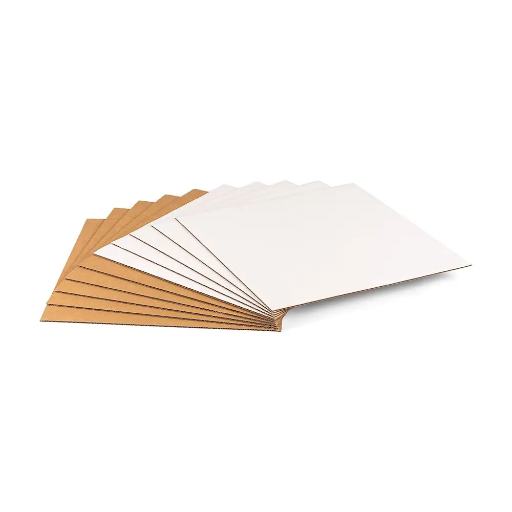 

12.5x12.5 Inch Corrugated Cardboard Insert Pads for 12\ LP Record Mailers, 1/8\ Thick, One-Side White Protective Pads for Pac