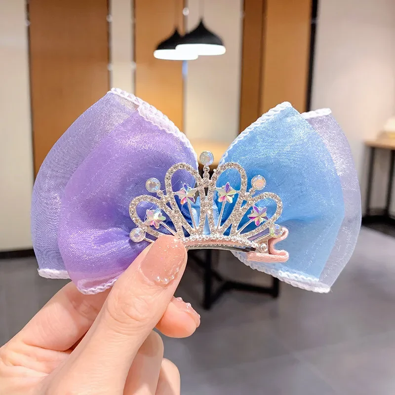 Bow Crown Girl Hair Accessories Baby Three-dimensional Headdress Princess Hairpin Children Bow Hairpin Headwear Cute Hairpin